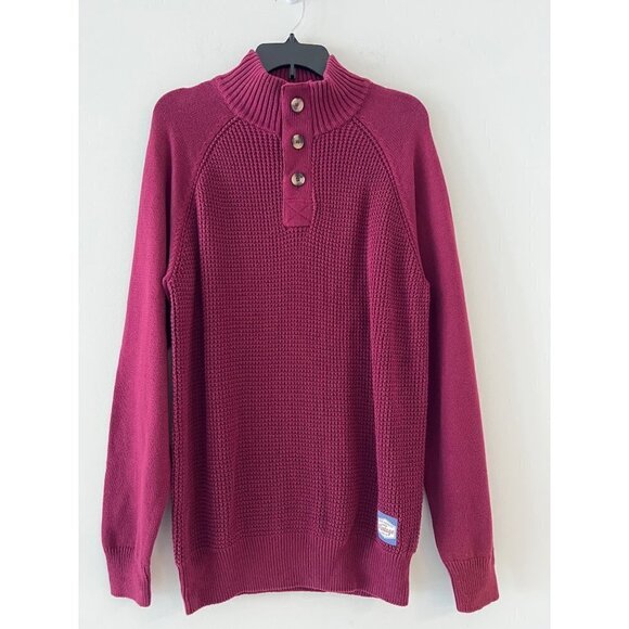 Weatherproof vintage Other - Weatherproof Vintage Sweater Red Mens Large Raglan Sleeves Shaker Stitch Button